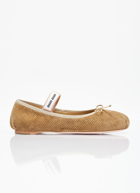 Miu Miu Corduroy Balletina Flats Grey miu0254025