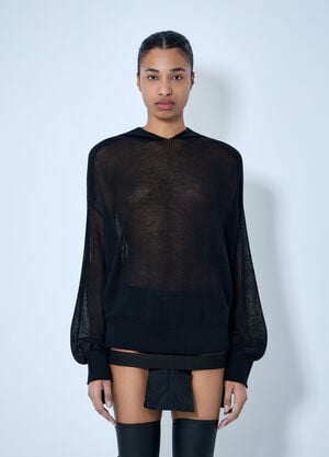 Rick Owens Mesh Knit Hooded Sweater Black ric0264005