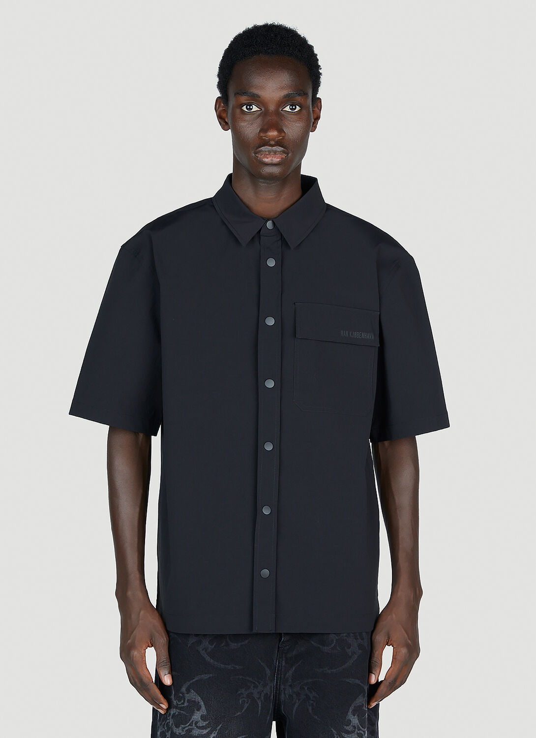 Han Kjobenhavn Nylon Short Sleeve Shirt In Black