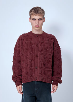 Marni Textured Knit Cardigan Burgundy mni0166001