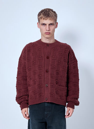 Marni Textured Knit Cardigan Burgundy mni0166001