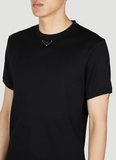 Prada 로고 플라크 티셔츠 블랙 pra0153005