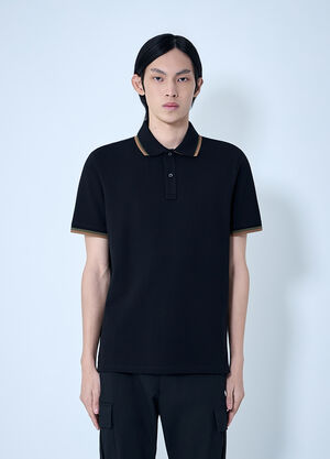 Moncler Polo Shirt with Ribbed Trims Black mon0164025