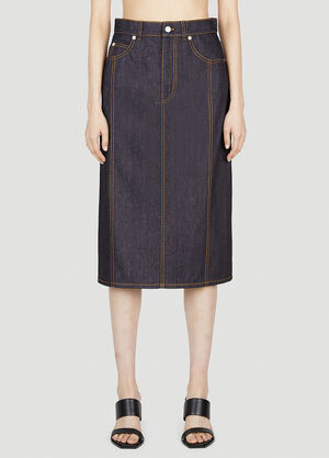 Alexander McQueen Contrast Stitching Denim Skirt Blue amq0252022