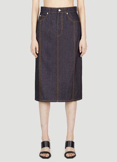 Alexander McQueen Contrast Stitching Denim Skirt Blue amq0252022
