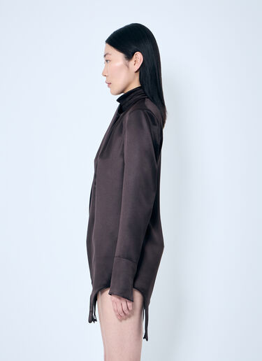 Twist-Neck Garter Blouse Saint Laurent Twist-Neck Garter Blouse Brown sla0258073