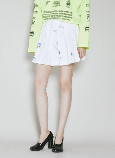 VETEMENTS Scribbled Jersey School Girl Skirt White vet0254014