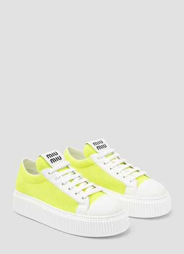 Miu Miu Mesh Flatform Sneakers Yellow miu0248030