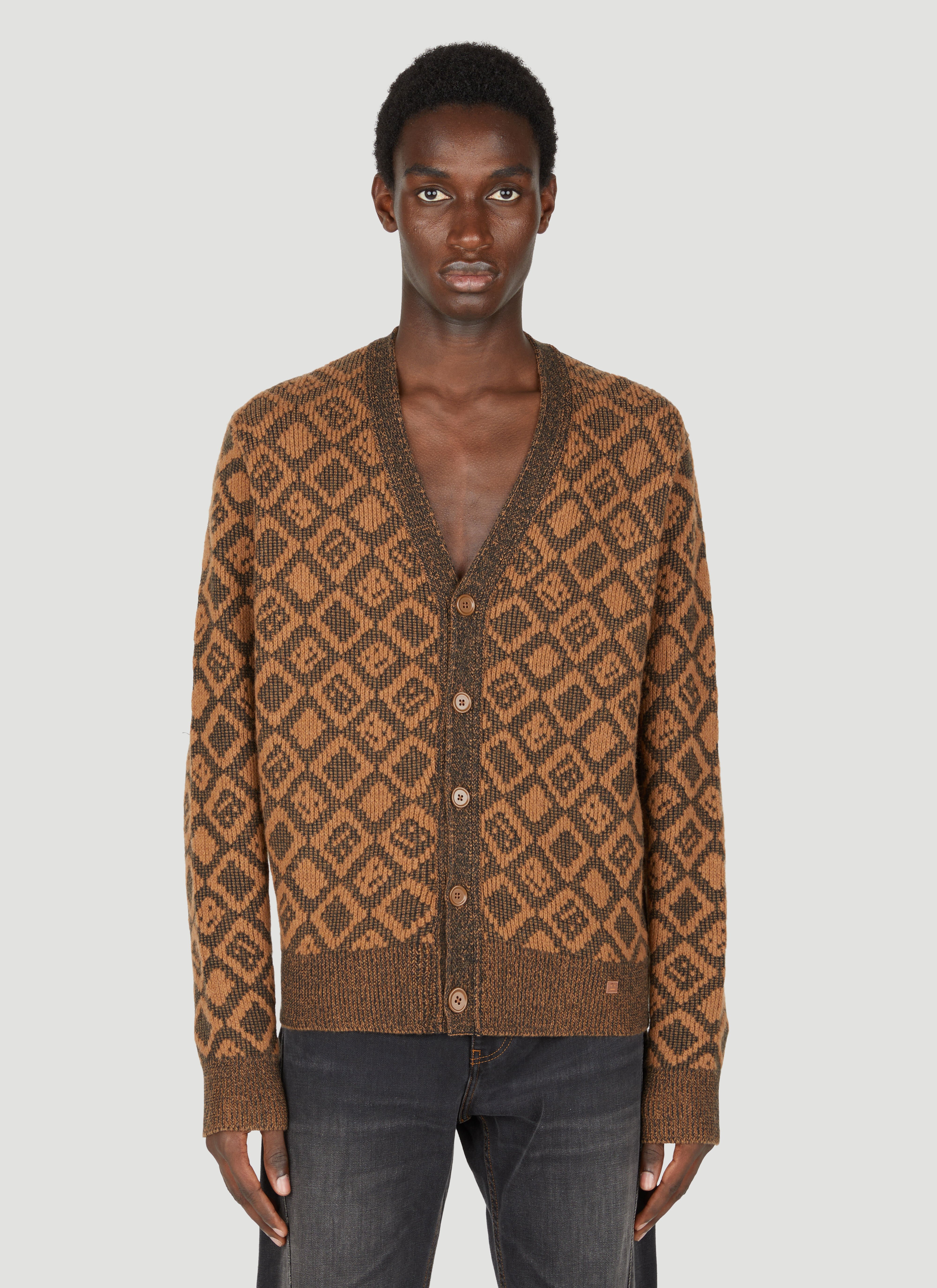 Acne Studios Faces Tiles Cardigan in Brown LN CC