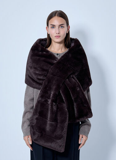 LN-CC® - Max Mara: Faux Fur Stole - Dark Brown Max Mara Faux Fur Stole Dark Brown max0266166