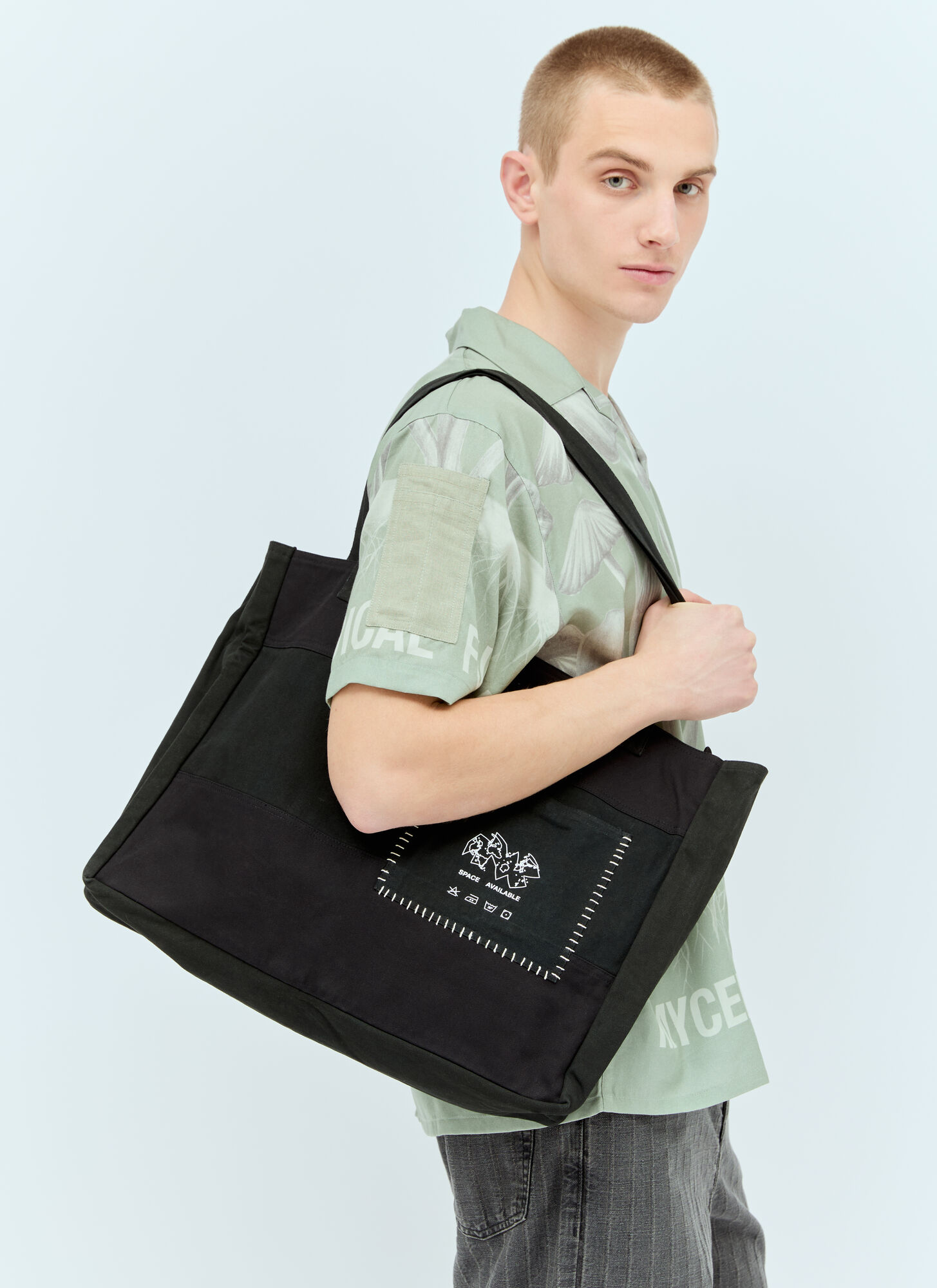 Shop Space Available Patch Pocket Tote Bag In Black