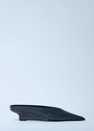 Diesel Sharp Lizard-Embossed Wedge Mules Black dsl0259030