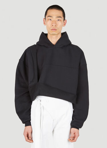 Ottolinger Otto Cropped Draped Hooded Sweatshirt Black ott0348007