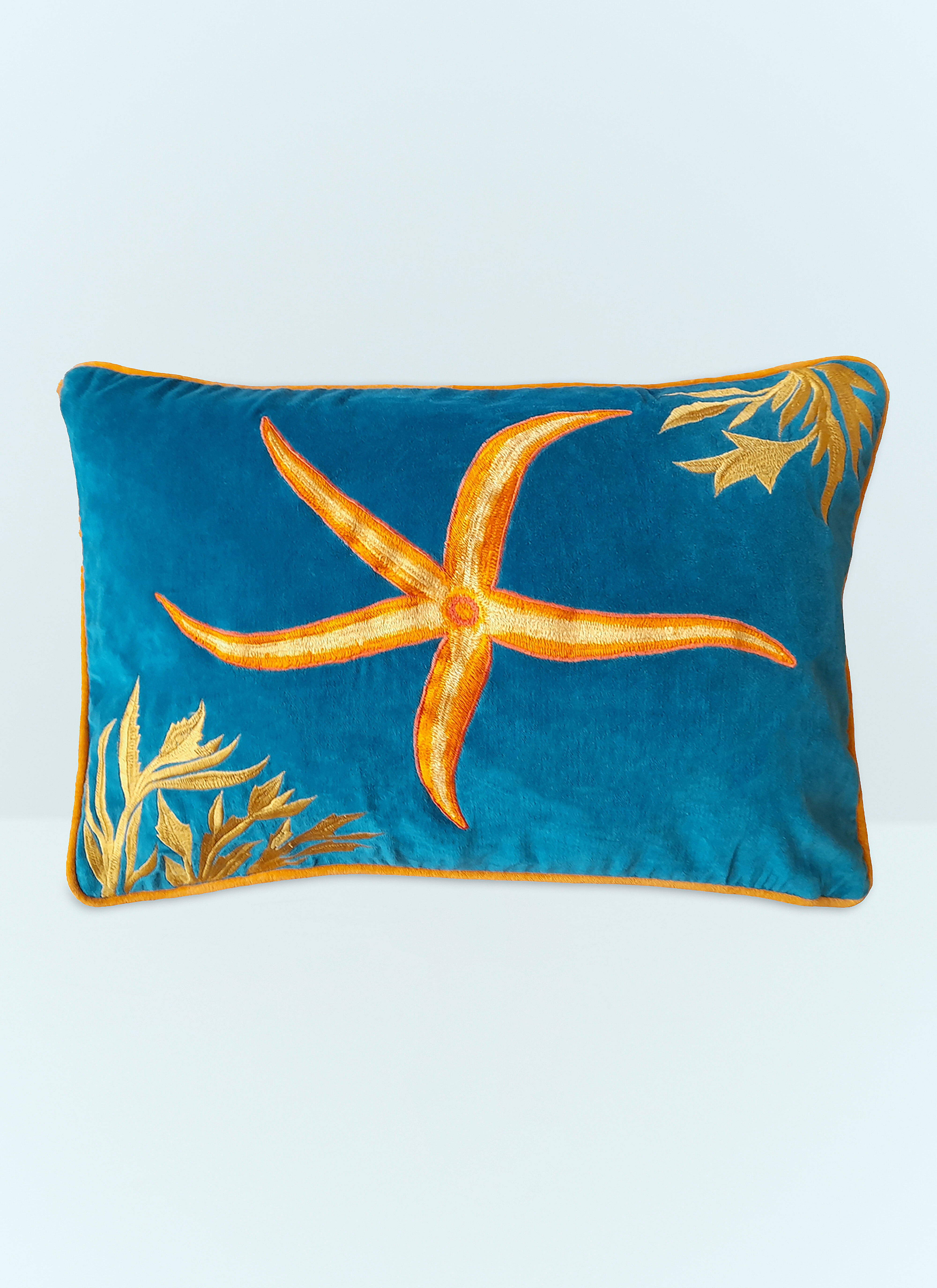 Les Ottomans Starfish Embroidered Cushion White wps0691173