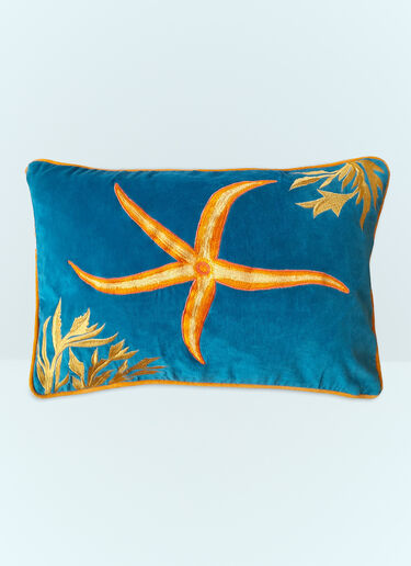 Les Ottomans Starfish Embroidered Cushion Blue wps0691226