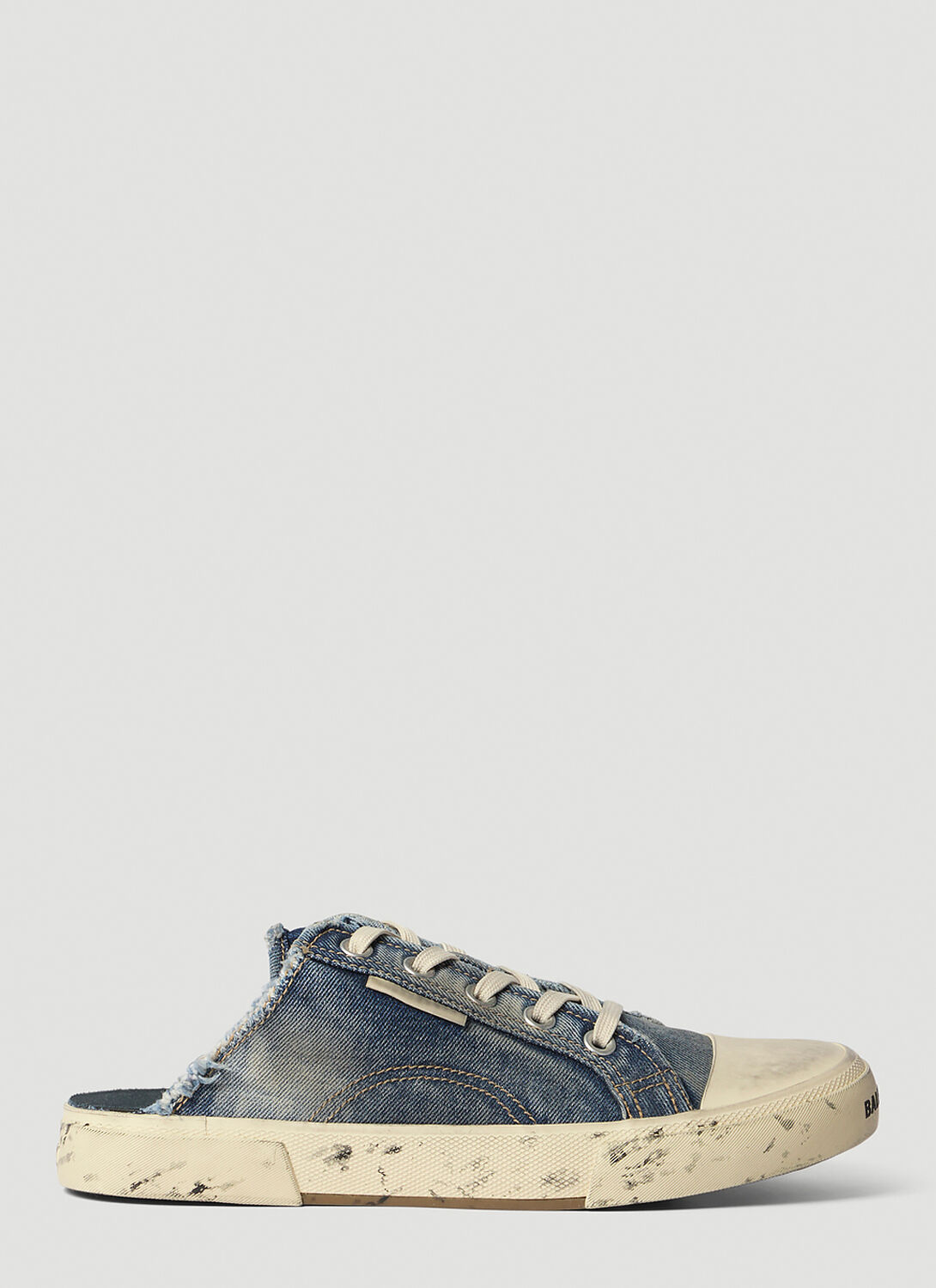 Balenciaga Paris Worn Low-top Sneaker Mules In Blue