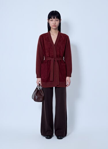 LN-CC® - Max Mara: Belted Cardigan with Patch Pockets - Bordeaux Max Mara Belted Cardigan with Patch Pockets Bordeaux max0266209