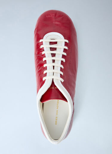 LN-CC® - Dries Van Noten: Leather Lace-Up Sneakers - Red Dries Van Noten Leather Lace-Up Sneakers Red dvn0264055