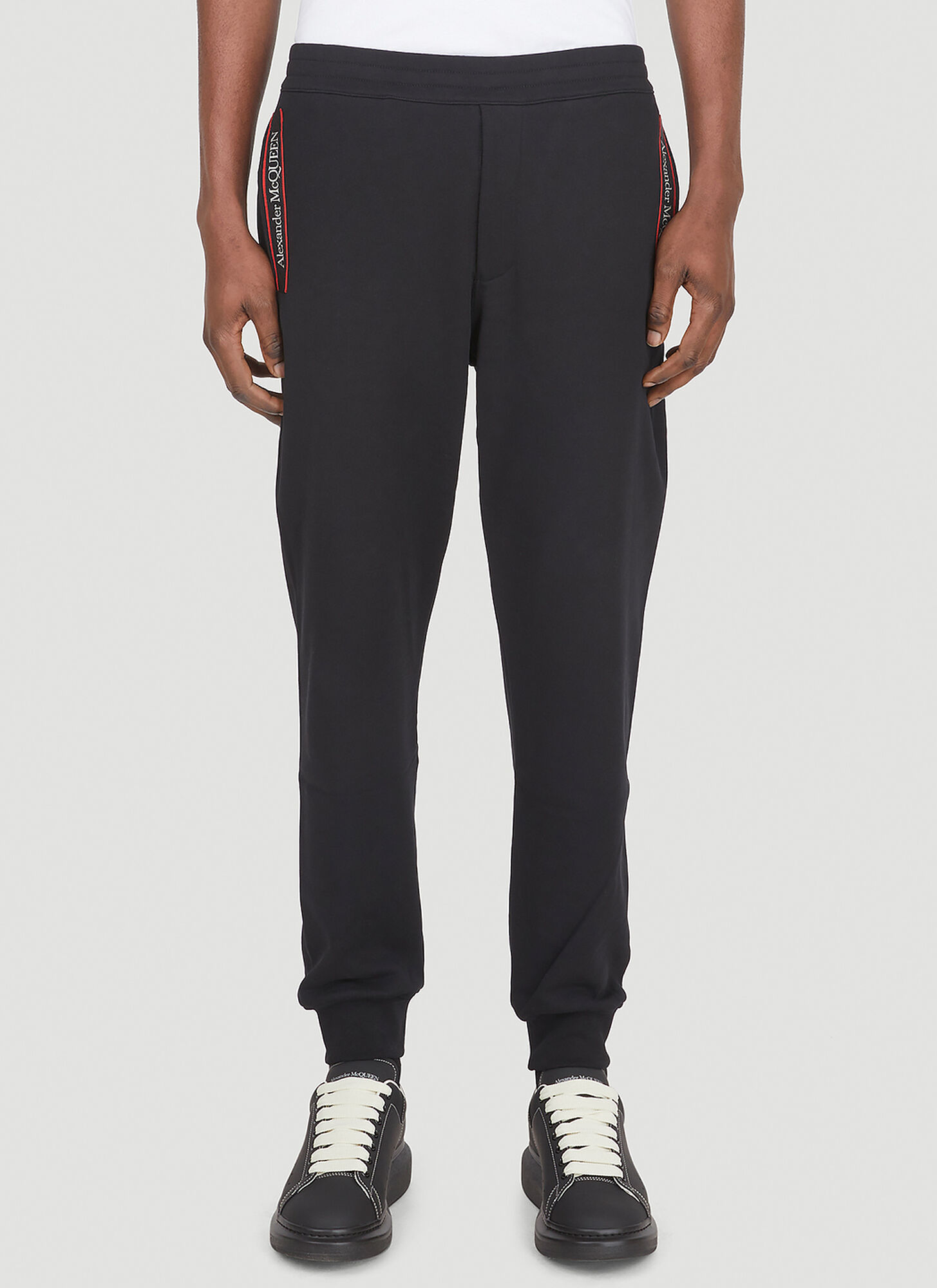 Alexander Mcqueen Selvedge Logo Tape Detail Joggers In Black 