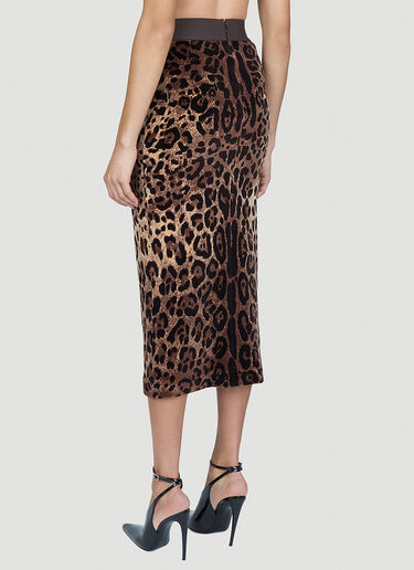 Dolce & Gabbana Leopard Print Midi Skirt Brown dol0254002