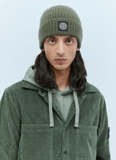 Compass Patch Beanie Hat Stone Island Compass Patch Beanie Hat Green sto0154088