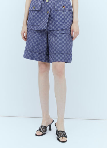 Interlocking GG Canvas Shorts Gucci Interlocking GG Canvas Shorts Blue guc0253062
