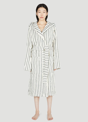 Tekla Striped Hooded Bath Robe White tek0353009