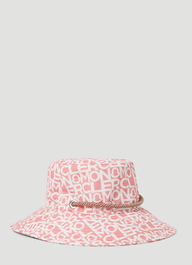 Moncler 로고 프린트 넓은 챙 모자 핑크 mon0252026