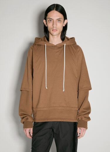 Rick Owens DRKSHDW ハスラー フーデッド スウェットシャツ ブラウン drk0156007