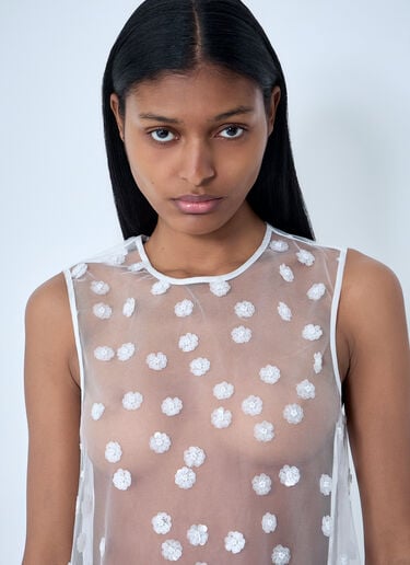 Cecilie Bahnsen Embroidered Sheer Overlay Dress White cec0262025