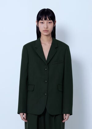 GANNI Single Wool Twill Blazer Green gan0266003