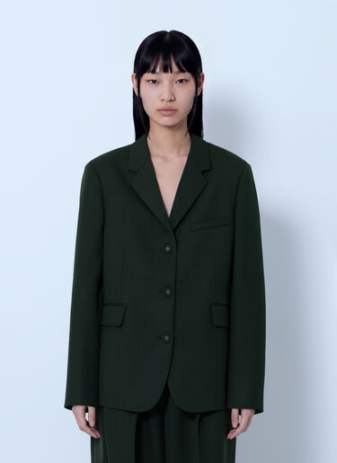 LN-CC® - GANNI: Single Wool Twill Blazer - Green GANNI Single Wool Twill Blazer Green gan0266003
