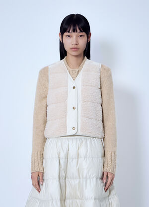Moncler Fluffy Teddy Padded Gilet Cream mon0266019