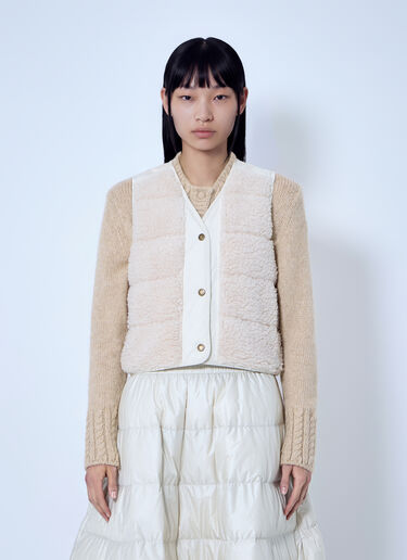 LN-CC® - Moncler: Fluffy Teddy Padded Gilet - Cream Moncler Fluffy Teddy Padded Gilet Cream mon0266019