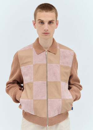 Awake NY Checkerboard Zip-Front Jacket Brown awk0156002