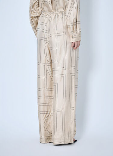 LN-CC® - Toteme: Monogram Silk Pj Pants - Cream Toteme Monogram Silk Pj Pants Cream tot0265043
