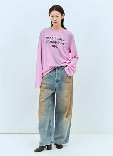 Acne Studios 徽标印花 T 恤  粉色 acn0257011