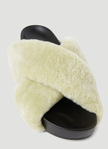 Jil Sander Shearling Slides Khaki jil0253026