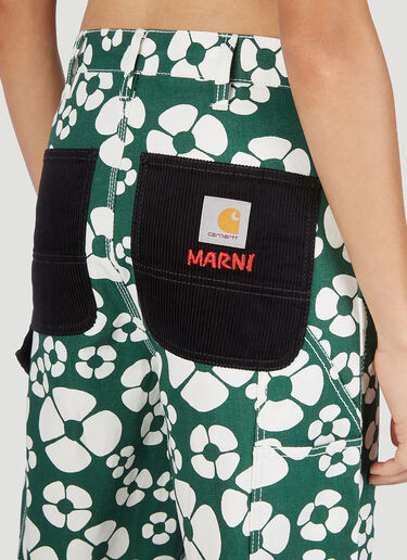 Marni x Carhartt 플로럴 프린트 팬츠 그린 mca0250012