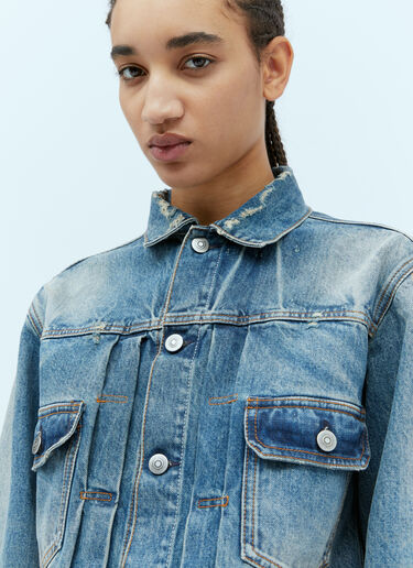 Maison Margiela Cropped Distressed Denim Jacket Light Blue mla0353002