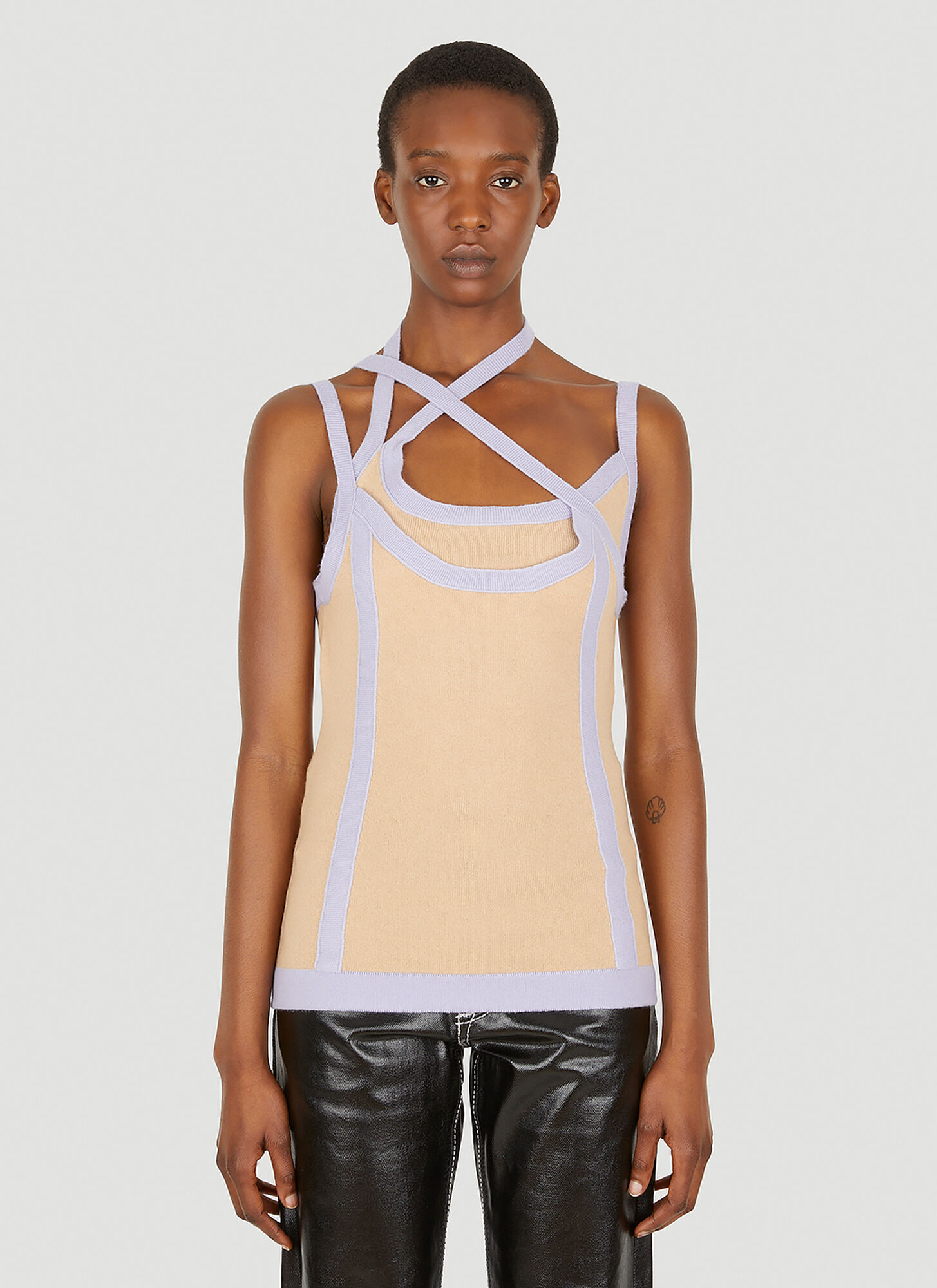 Ninamounah Asymmetric Knit Top In Beige
