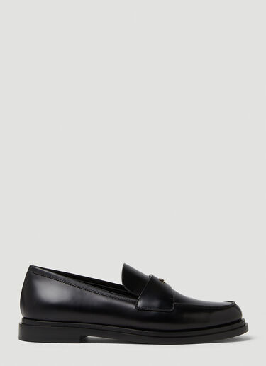 Max Mara Monogram Logo Plaque Loafers Black max0249035