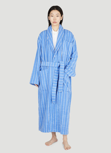 Tekla Striped Hooded Bath Robe Blue tek0353011