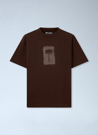 LN-CC® - Palm Angels: Brushed Palm Tree Regular Tee - Brown Palm Angels Brushed Palm Tree Regular Tee Brown pma0166112