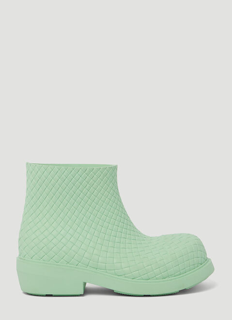 Bottega Veneta Fireman Intreccio Rubber Anke Boot Grey bov0254007