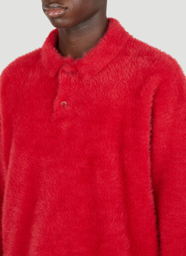 Jacquemus Fluffy Knit Polo Shirt Red jac0154011