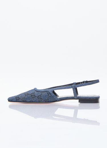 Gucci GG Denim Slingback Flats Blue guc0255060