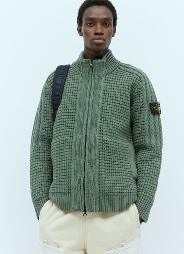 Stone Island Padded Lined Wool Knit Cardigan Green sto0154061