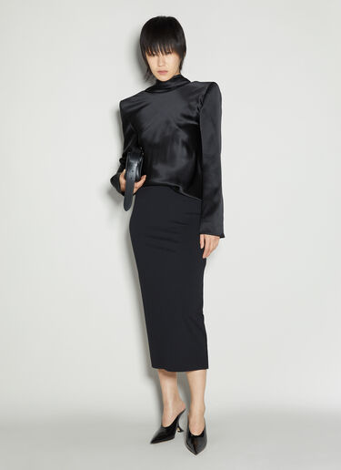 Saint Laurent Cowl-Back Silk Blouse Black sla0254044
