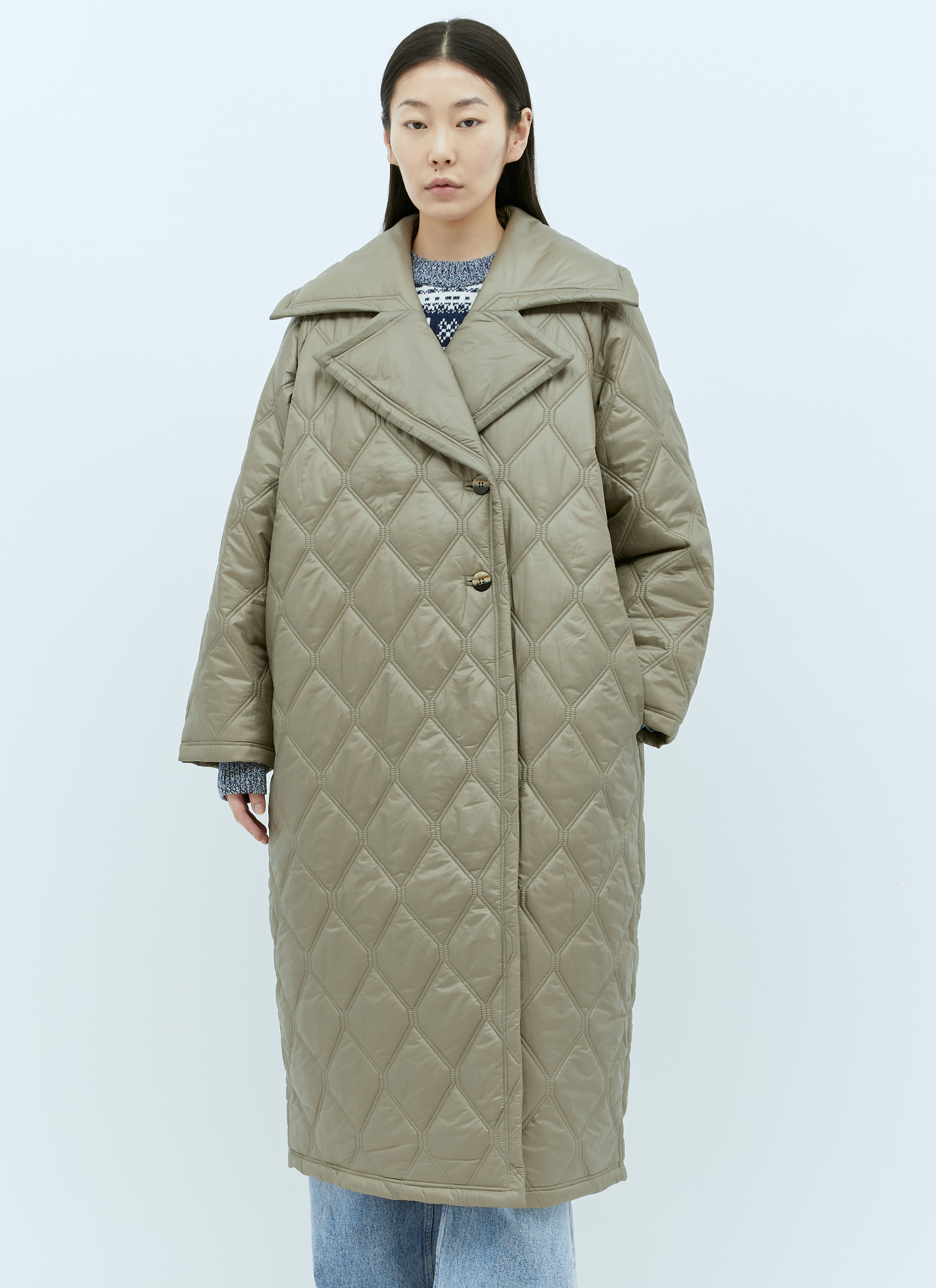 Max Mara Shiny Quilt Coat Beige max0255014